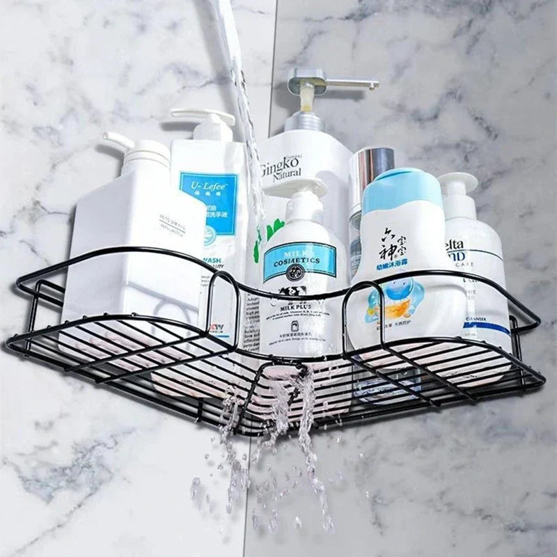 Metal Corner Rack For Bathroom & Kitchen|Bathroom Metal Shelf Storage Shampoo Holder- With Screw