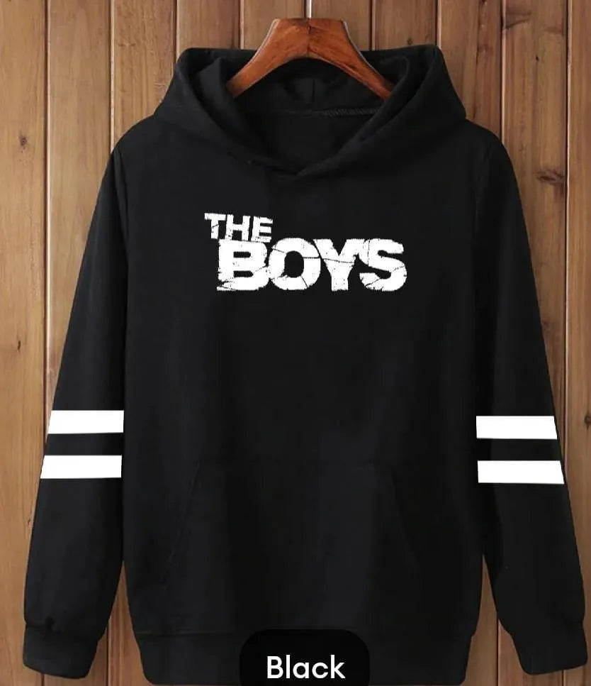 [Black Boys ] Polyester Fleece Printed Hoodie