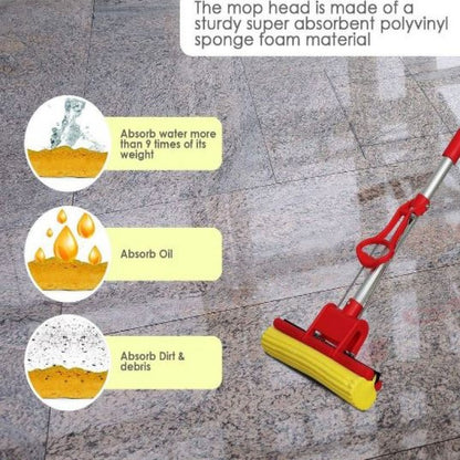 Super Absorbent PVA House Cleaner Double Roller Sponge Mop for Office Home Kitchen