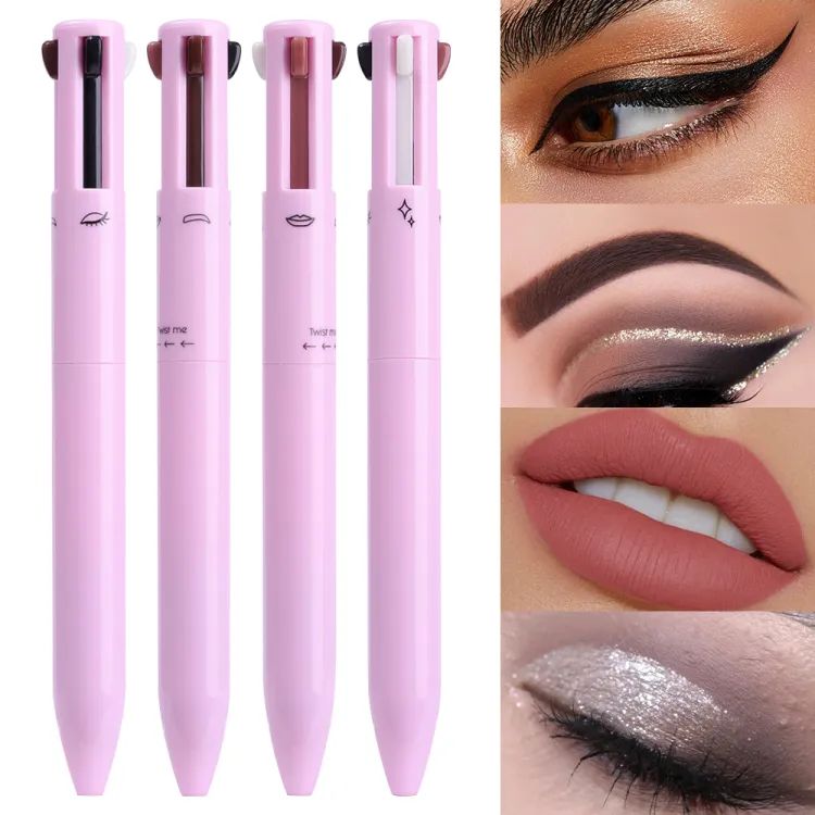 Makeup Pen 4 in 1 Eyebrow Pencil Waterproof Long Lasting Easy Color Eyebrow Lip Highlighter Pen Sweatproof