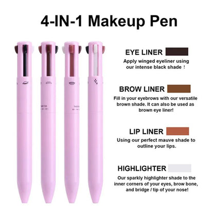 Makeup Pen 4 in 1 Eyebrow Pencil Waterproof Long Lasting Easy Color Eyebrow Lip Highlighter Pen Sweatproof