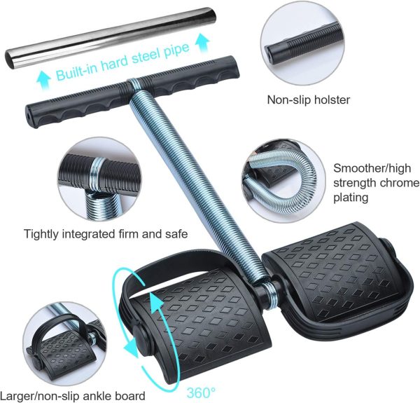 Spring Tummy Trimmer ( Random Color ) Foot Pedal Resistance Band Elastic Sit-up Pull Rope Yoga Fitness Gym