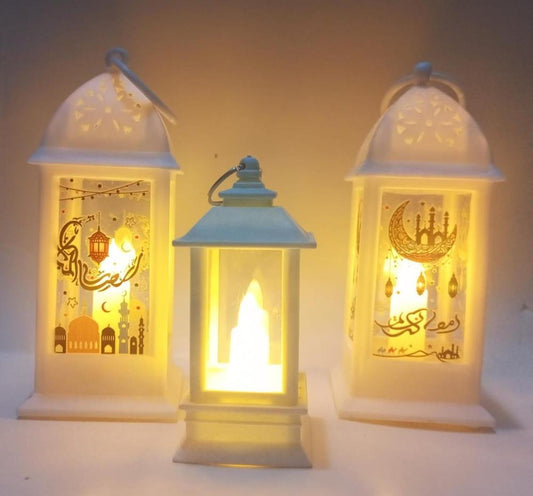 Ramadan LED Flame Light Decoration Lamp, Pack Of 3 (WHITE)