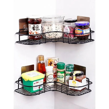 Metal Corner Rack For Bathroom & Kitchen|Bathroom Metal Shelf Storage Shampoo Holder- With Screw