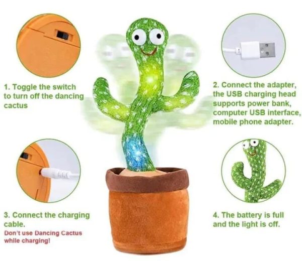 Dancing Cactus Toy – Singing, Talking, Voice Recording Plush With Usb Rechargeable For Babies And Kids