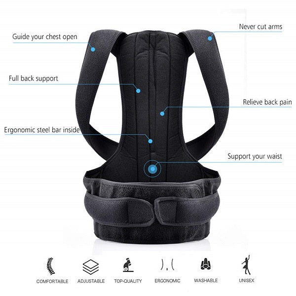 Adjustable Back Posture Corrector & Comfortable Belt for Men & Women