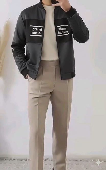 1 Pc Men's Fleece Printed Fleece Zipper Jacket