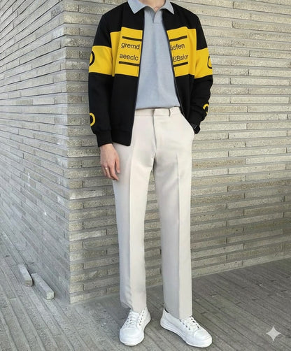 1 Pc Men's Fleece Printed Fleece Zipper Jacket