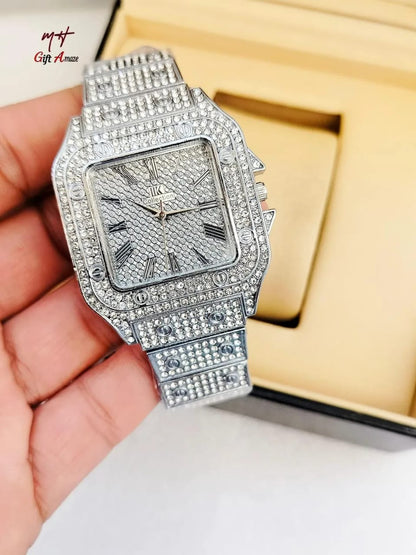 Luxury Diamond Studded Watch for Men - Fully Iced Out