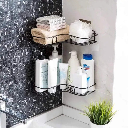Metal Corner Rack For Bathroom & Kitchen|Bathroom Metal Shelf Storage Shampoo Holder- With Screw